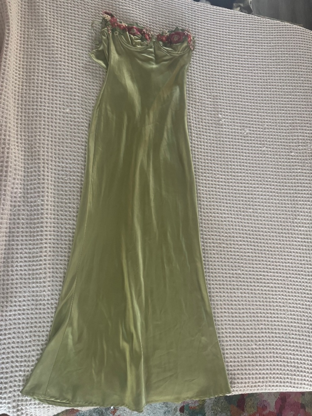 Long silk floral wedding guest dress
